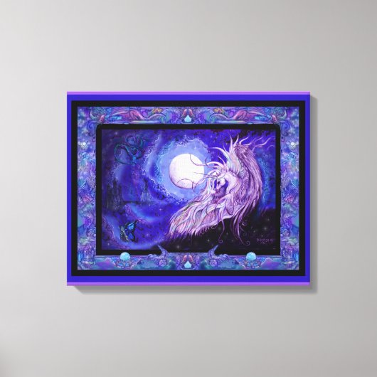 Eenhoorn Paard Pony Equine Equestrian Paarse Canvas Afdruk (Voorkant)