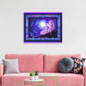 Eenhoorn Paard Pony Equine Equestrian Paarse Canvas Afdruk (Insitu (Woonkamer))