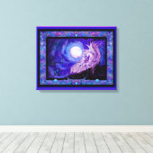 Eenhoorn Paard Pony Equine Equestrian Paarse Canvas Afdruk (Insitu (Houten vloer))