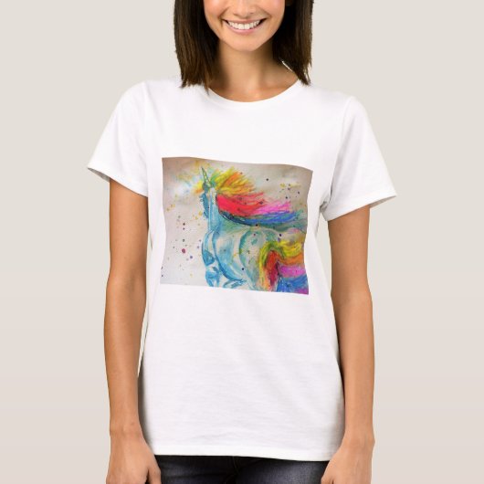 Eenhoorn Paarse aquarel kunst Womens T Shirt (Voorkant)