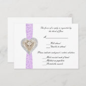 Eenhoorn Paarse Kant Bruiloft Reactie Kaart (Voorkant / Achterkant)