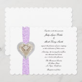 Eenhoorn Paarse kant bruiloft uitnodiging (Voorkant / Achterkant)