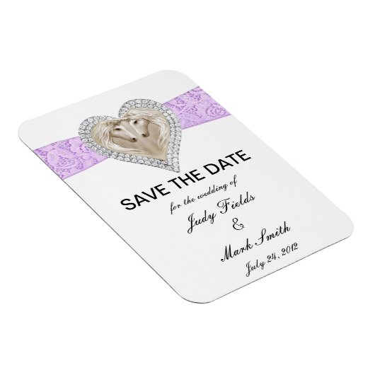 Eenhoorn Paarse Kant Save The Date Magneet (Rechterzijde)