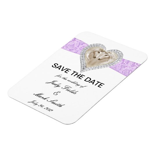 Eenhoorn Paarse Kant Save The Date Magneet (Linkerzijde)