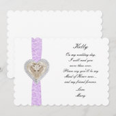 Eenhoorn Paarse Kant Trouw Bruidsmeisje Van Eer Ca Kaart (Voorkant / Achterkant)