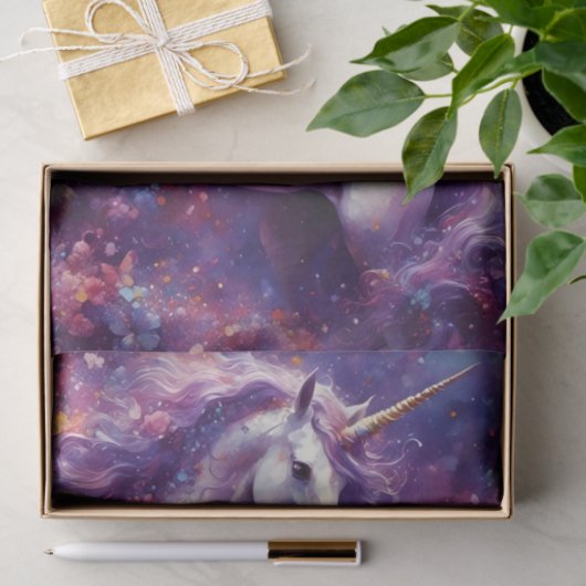 Eenhoorn Paarse Mane decoupage Tissuepapier (Geschenk)