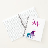 Eenhoorn paarse roze wit monogram notitieboek (Binnen)