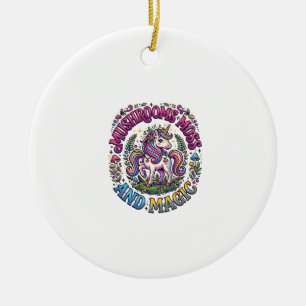 Eenhoorn Paddenstoelen Mos en Magie Commercieel T- Keramisch Ornament