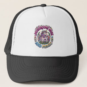 Eenhoorn Paddenstoelen Mos en Magie Reclame T-shir Trucker Pet