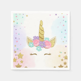 Eenhoorn Papier Servet Roze Goud Magische Verjaard