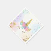 Eenhoorn Papier Servet Roze Goud Magische Verjaard (Hoek)
