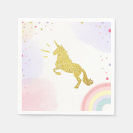 Eenhoorn Papier Servet Roze Goud Magische Verjaard
