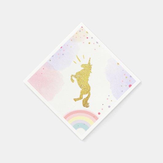 Eenhoorn Papier Servet Roze Goud Magische Verjaard (Hoek)