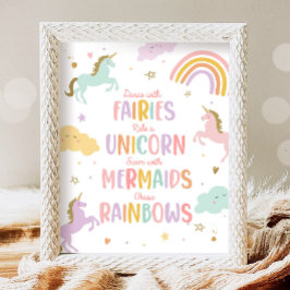 Eenhoorn Party Dance Met Fairies Ride Een Eenhoorn Poster