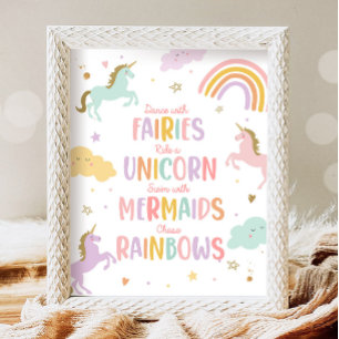 Eenhoorn Party Dance Met Fairies Ride Een Eenhoorn Poster