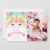 Eenhoorn Party Foto Uitnodiging (Voorkant)