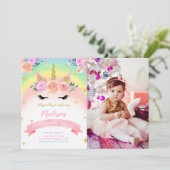 Eenhoorn Party Foto Uitnodiging (Staand voorkant)