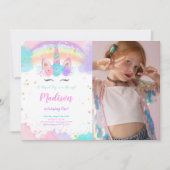 Eenhoorn Party Foto Uitnodiging (Voorkant)