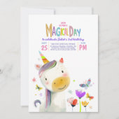 Eenhoorn Party Magische Verjaardag Uitnodigingen (Voorkant)