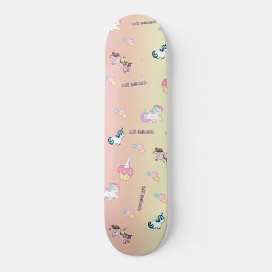 Eenhoorn Party Pastel Kei Persoonlijk Skateboard (Voorkant)