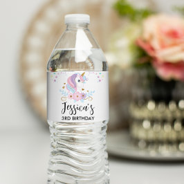 Eenhoorn Party Water Flesje Label Waterfles Etiket