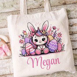Eenhoorn Pasen Kinder naam Meisjes Bunny Tote Bag