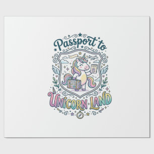 Eenhoorn Paspoort naar Eenhoorn Land Witte Achterg Cadeaupapier