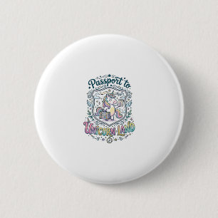 Eenhoorn Paspoort naar Eenhoorn Land Witte Achterg Ronde Button 5,7 Cm