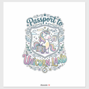 Eenhoorn Paspoort naar Eenhoorn Land Witte Achterg Sticker