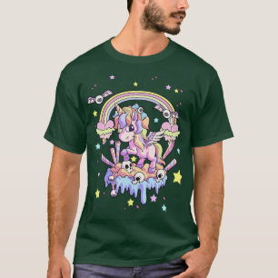 Eenhoorn Pastel Gothic Schattige Creepy Gothic Kaw T-shirt