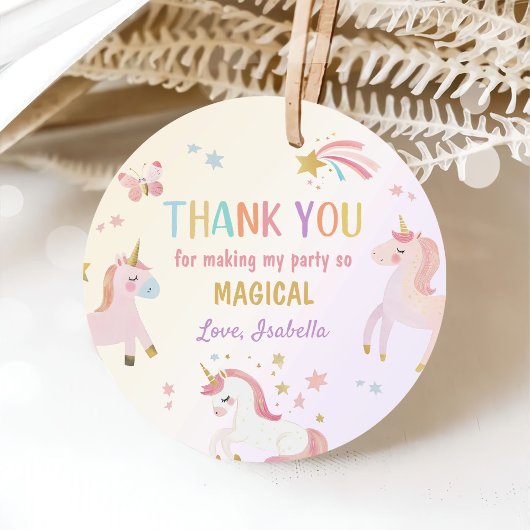Eenhoorn Pastel Magische Regenboog Verjaardag Bedankjes Labels