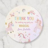 Eenhoorn Pastel Magische Regenboog Verjaardag Bedankjes Labels (Voorkant)