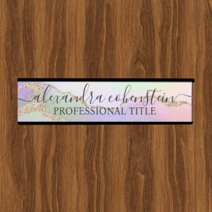 Eenhoorn Pastel Marmer Agate Kantoor Deur Bord Deurbordje