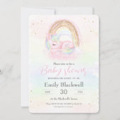 Eenhoorn Pastel Meisje Baby shower Uitnodiging (Voorkant)