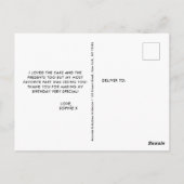 Eenhoorn Pastel Meisjes Verjaardag Bedankt Briefkaart (Achterkant)