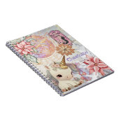 Eenhoorn pastel Naam toevoegen Maximalist Muted Fl Notitieboek (Rechterzijde)