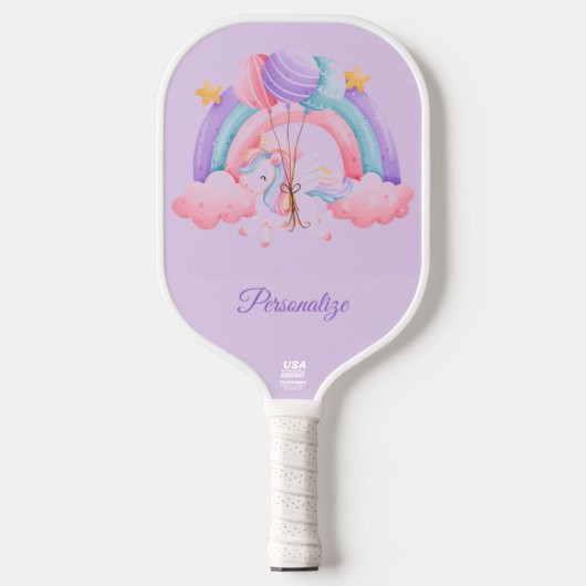 Eenhoorn  Pastel Rainbow Balloon Official USA Pickleball Paddle (Voorkant)