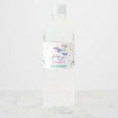 Eenhoorn Pastel Rainbow Birthday Baby shower Waterfles Etiket (Voorkant)