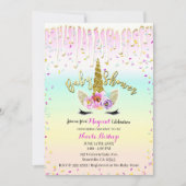 Eenhoorn Pastel Rainbow Frosting Drip Baby shower Kaart (Voorkant)