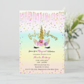 Eenhoorn Pastel Rainbow Frosting Drip Baby shower Kaart (Staand voorkant)