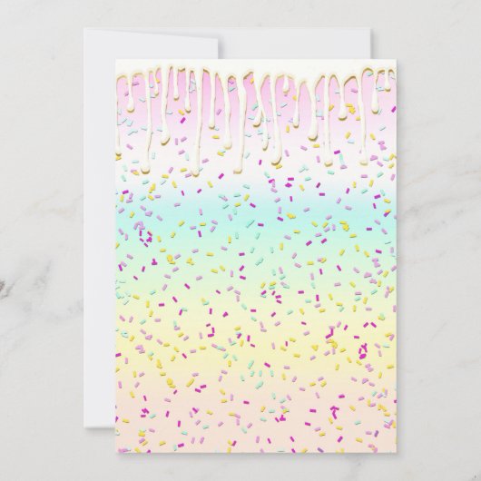 Eenhoorn Pastel Rainbow Frosting Drip Baby shower Kaart (Achterkant)