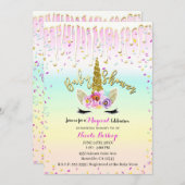 Eenhoorn Pastel Rainbow Frosting Drip Baby shower Kaart (Voorkant / Achterkant)