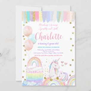 Eenhoorn Pastel Rainbow Sparkle Verjaardagsfeestje Kaart