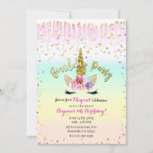 Eenhoorn Pastel Regenboog Frosting Drip Verjaardag Kaart (Voorkant)