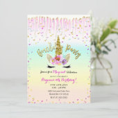 Eenhoorn Pastel Regenboog Frosting Drip Verjaardag Kaart (Staand voorkant)