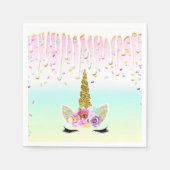 Eenhoorn Pastel Regenboog Frosting Drip Verjaardag Servet (Voorkant)