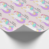 Eenhoorn Patroon Custom Verjaardag Wrapping Paper Cadeaupapier (Hoek)