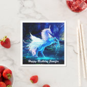 Eenhoorn Pegasus Fantasie in Moonlight Verjaardag Servet (Insitu)