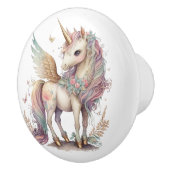 Eenhoorn Pegasus Fantasy Pastel Roze Blauw Keramische Knop (Rechts)
