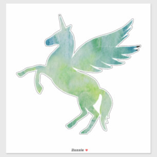 Eenhoorn, Pegasus, groen blauw fantasiepaard Sticker